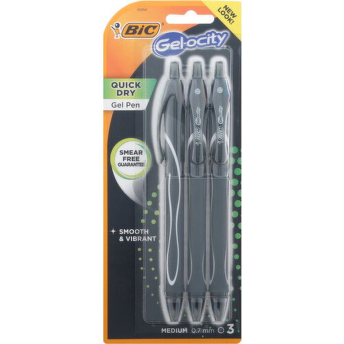 BiC Gel Pen, Quick Dry, Medium (0.7 mm)