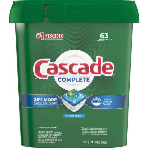Cascade Dishwasher Detergent, Fresh Scent, ActionPacs