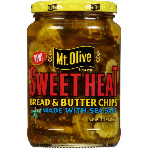 Mt Olive Sweet Heat Bread & Butter Pickle Chips - 24 Fluid Ounce
