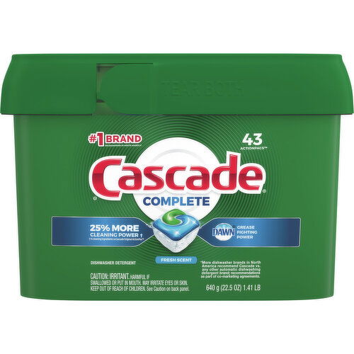 Cascade Dishwasher Detergent, Fresh Scent, ActionPacs