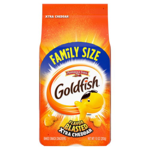 Goldfish Snack Crackers, Baked, Xtra Cheddar, Family Size