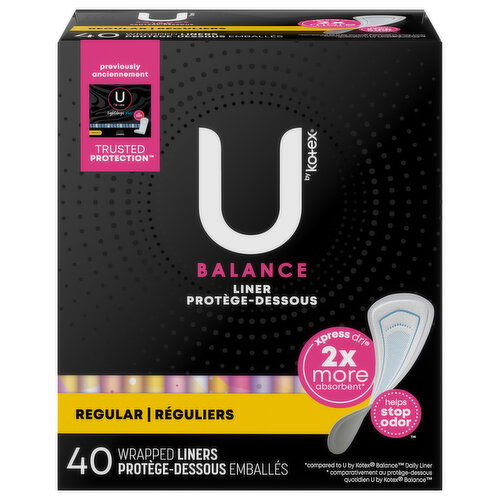 U by Kotex Liners, Wrapped, Regular