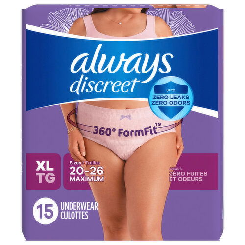 Always Discreet Underwear, Maximum, XL