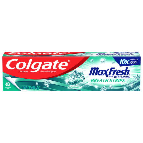 Colgate Whitening Toothpaste with Mini Breath Strips, Clean Mint Toothpaste