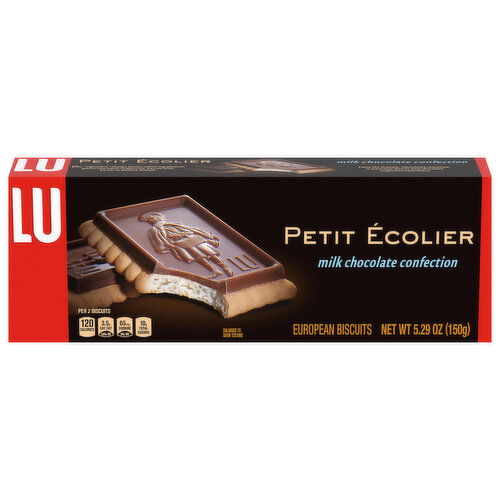 LU Lu Petit Ecolier European Milk Chocolate Biscuit Cookies, 5.3 oz - 5.29 Ounce