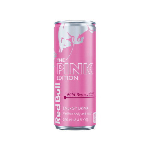 Red Bull Pink Edition Energy Drink, Wild Berries, with 80mg Caffeine, Taurine & B Vitamins - 8.4 Fluid Ounce