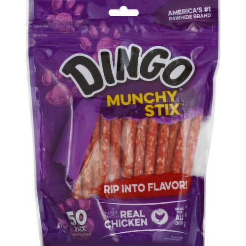 Dingo Snack for All Dogs, Munchy Stix, 50 Pack