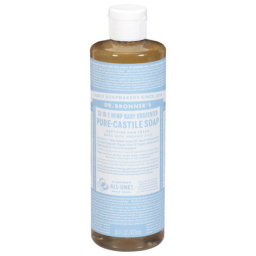 Dr. Bronner's Soap, Pure-Castile, 18-in-1 Hemp, Baby, Unscented