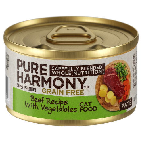 Pure Harmony Cat Food, Grain Free, Beef Recipe with Vegetables, Super Premium, Pate