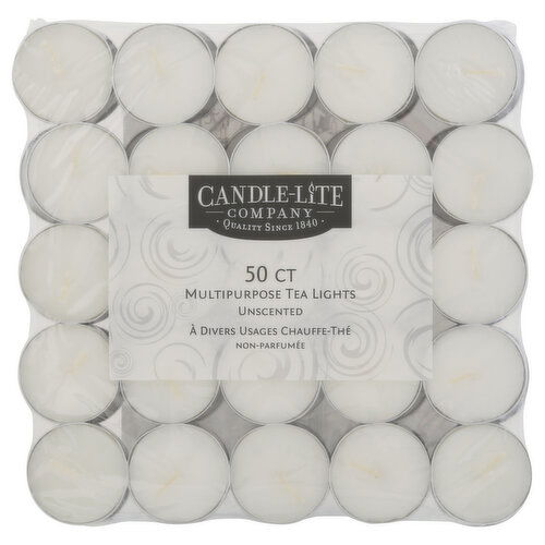 Candle-Lite Company Tea Lights, Unscented, Multipurpose - 50 Each