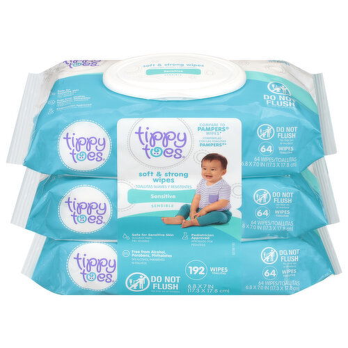 Tippy Toes Sensitive Soft & Strong Wipes - 3 Each