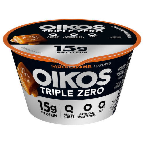 Oikos Triple Zero Nonfat Salted Caramel Flavored Yogurt - 5.3 Ounce