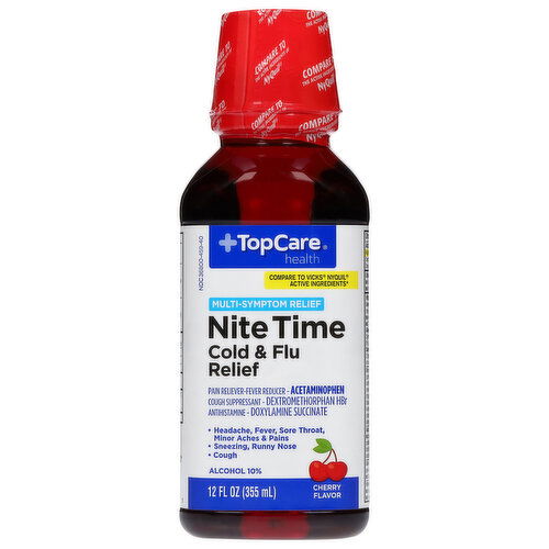 TopCare Cold & Flu Relief, Nite Time, Multi-Symptom Relief, Cherry Flavor