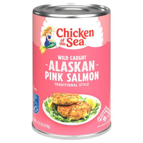 Chicken of the Sea Pink Salmon, Alaskan, Wild Caught, Traditional Style - 14.75 Ounce