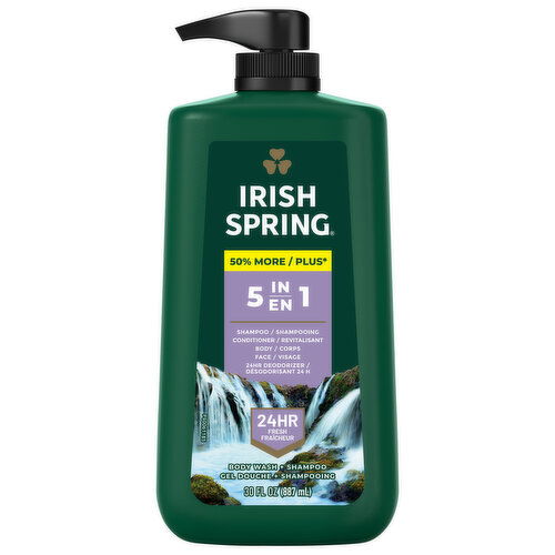 Irish Spring Body Wash + Shampoo, 5 in 1