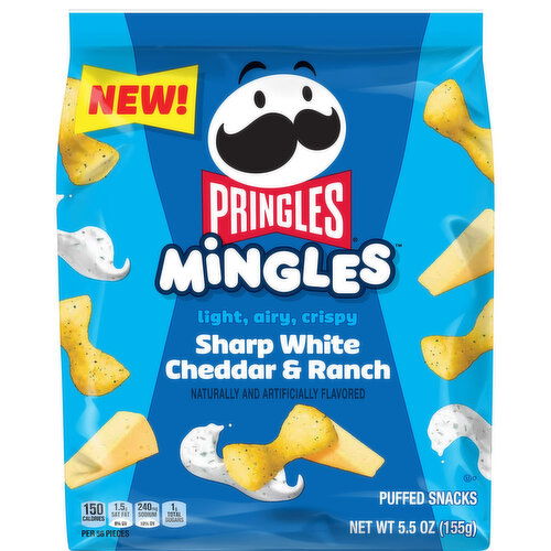 Pringles Puffed Snacks, Sharp White Cheddar & Ranch