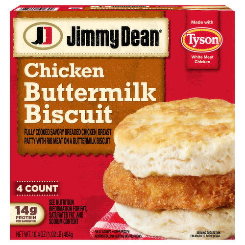 Jimmy Dean Jimmy Dean Buttermilk Chicken Biscuit Breakfast Sandwiches, 4 ct, 16 oz Box - 16.4 Ounce
