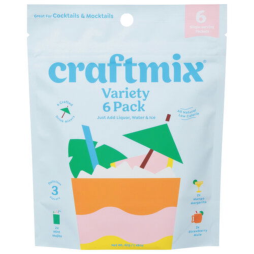 Craftmix Drink Mix, Mint Mojito, Mango Margarita, Strawberry Mule, Variety Pack, 6 Pack - 6 Each