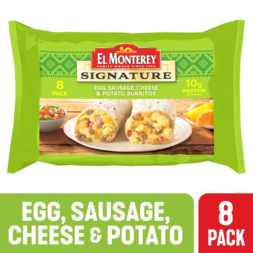 El Monterey EM Sig Egg Saus Chs Pot Bkfst Burritos 8