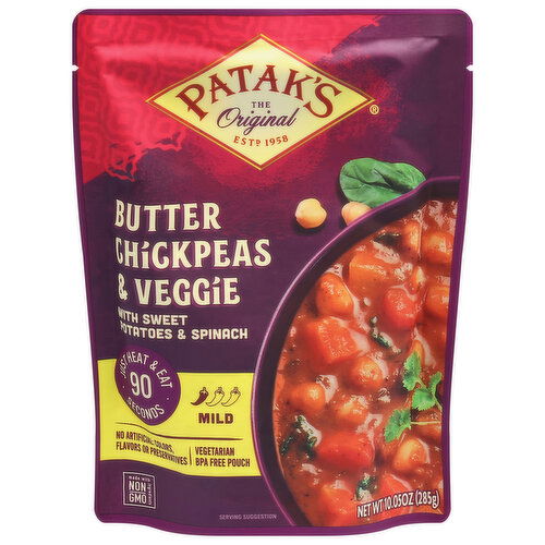 Patak's Butter Chickpeas & Veggie, with Sweet Potatoes & Spinach, Mild