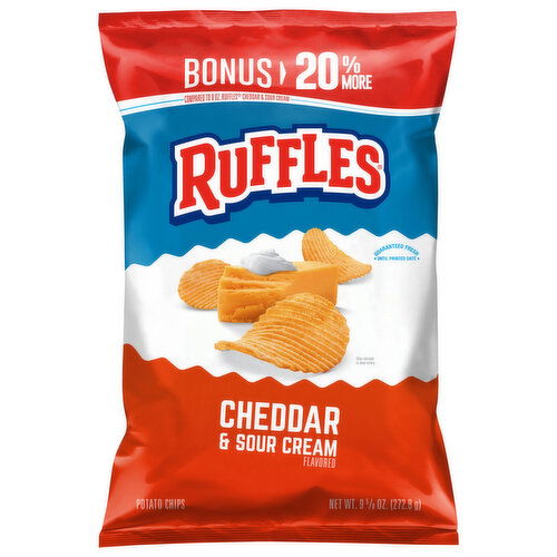 Ruffles Potato Chips, Cheddar & Sour Cream Flavored - 9.625 Ounce
