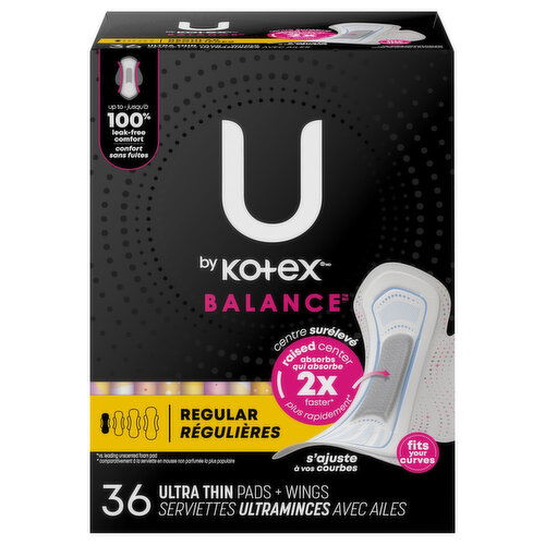 U by Kotex Ultra Thin Regular Pads - 36 Each
