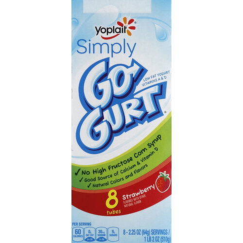 Yoplait Yogurt, Low Fat, Tubes, Strawberry