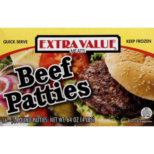 Extra Value Meats Patties, Beef