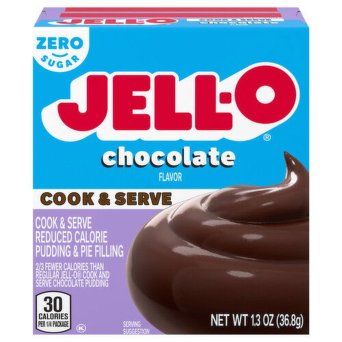 Jell-O Pudding & Pie Filling, Reduced Calorie, Zero Sugar, Cook & Serve, Chocolate