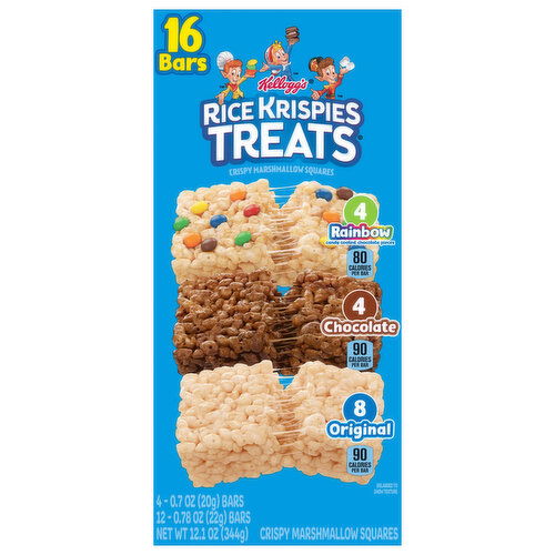 Rice Krispies Treats Rainbow/Chocolate/Original Crispy Marshmallow Squares - 16 Each