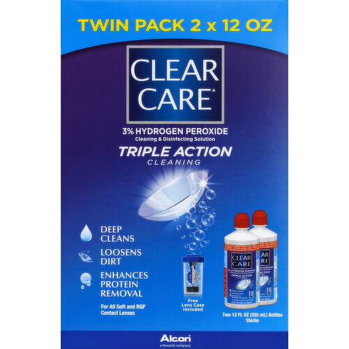 Clear Care Cleaning & Disinfecting Solution, Triple Action Cleaning, Twin Pack