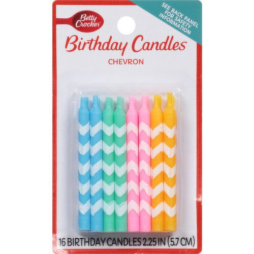 Betty Crocker Birthday Candles, Chevron, 2.25 Inch - 16 Each
