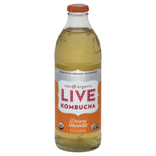 Live Kombucha Soda, Raw & Organic, Dreamy Orange