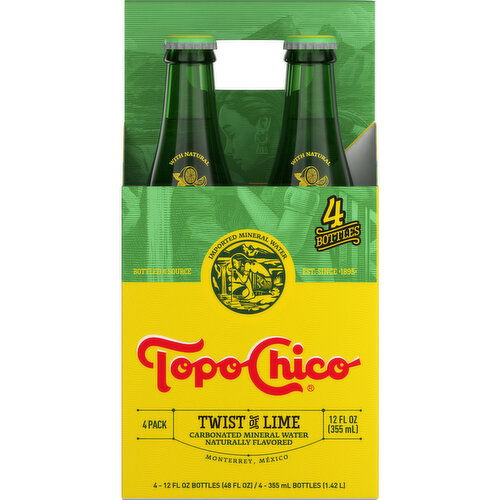 Topo Chico  Sparkling Mineral Water Twist Of Lime Glass Bottles