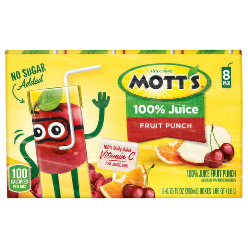 Mott's 100% Juice, Fruit Punch, 8 Pack