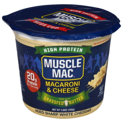 Muscle Mac Macaroni & Cheese, High Protein, Aged Sharp White Cheddar