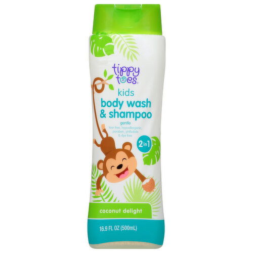 Tippy Toes Body Wash & Shampoo, Coconut Delight, 2 in 1, Kids