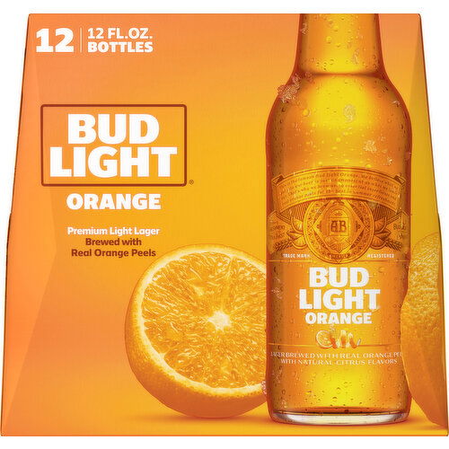 Bud Light Beer, Lager, Premium Light, Orange