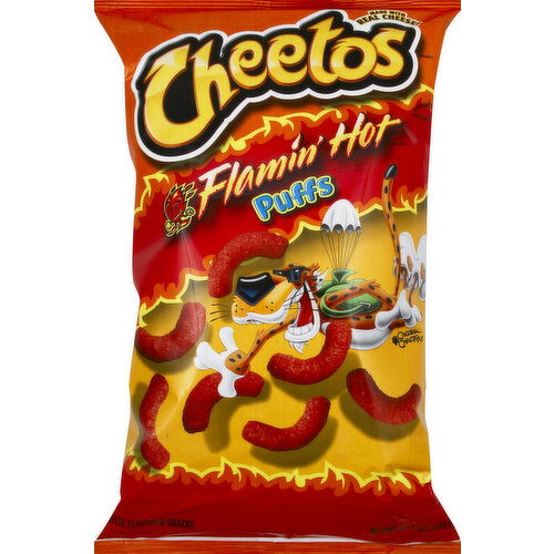 Cheetos Cheese Flavored Snacks, Puffs, Flamin' Hot