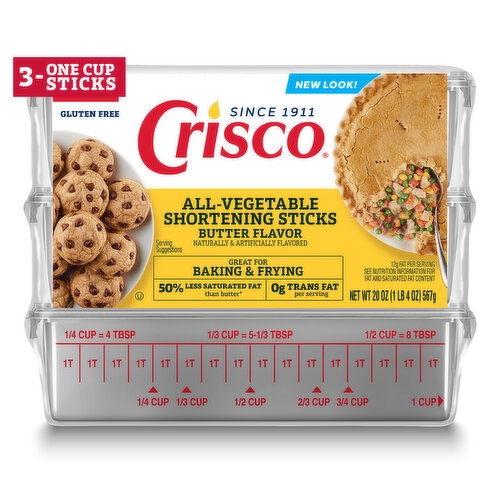 Crisco Butter Flavor Shortening Sticks, Gluten-Free - 3 Each