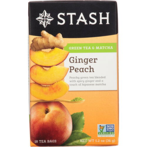 Stash Green Tea & Matcha, Ginger Peach, Tea Bags