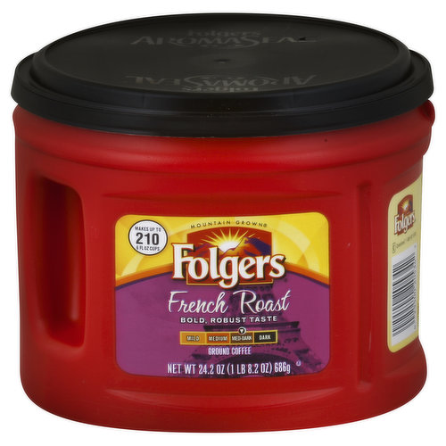 Folgers Coffee, Ground, Med-Dark, French Roast