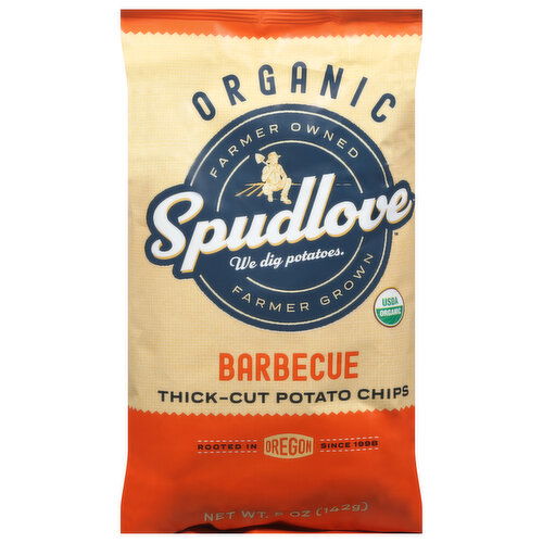 SpudLove Potato Chips, Organic, Barbecue, Thick-Cut