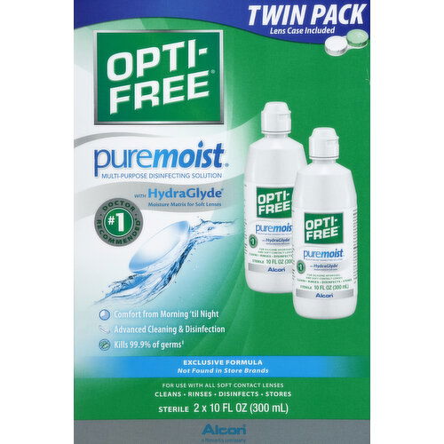 Opti-Free Multi-Purpose Disinfection Solution, Puremoist, Twin Pack