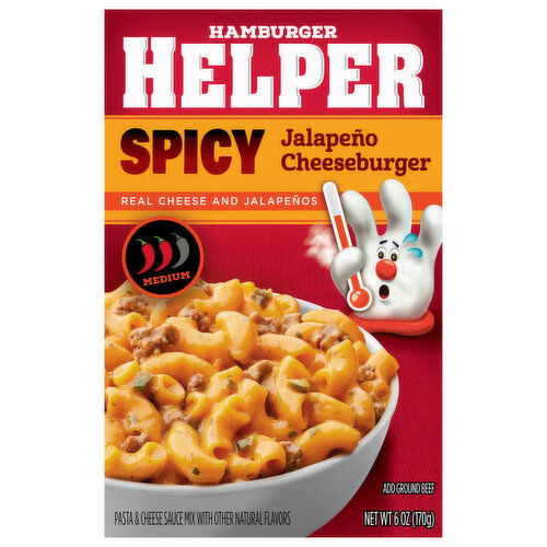 Hamburger Helper Pasta & Cheese Sauce Mix, Spicy Jalapeno Cheeseburger, Medium - 6 Ounce