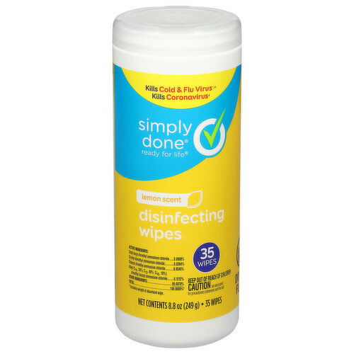 Simply Done Wipes, Disinfecting, Lemon Scent