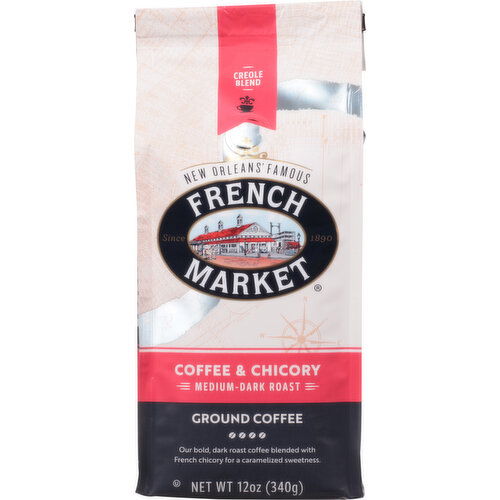 French Market Coffee, Ground, Medium-Dark Roast, Coffee & Chicory