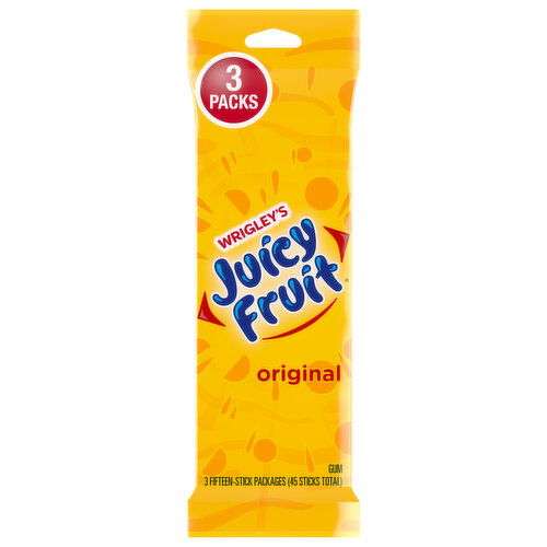 Juicy Fruit Gum, Original, 3 Pack