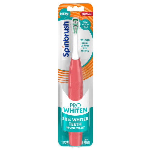 Spinbrush Pro Whiten 8+ Medium Powered Toothbrush - 1 Each
