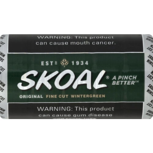 Skoal Smokeless Tobacco, Original, Wintergreen, Fine Cut